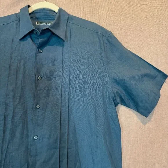 Cubavera Teal Blue Linen Cotton Blend Button Front Shirt Men’s Medium - Picture 2 of 5